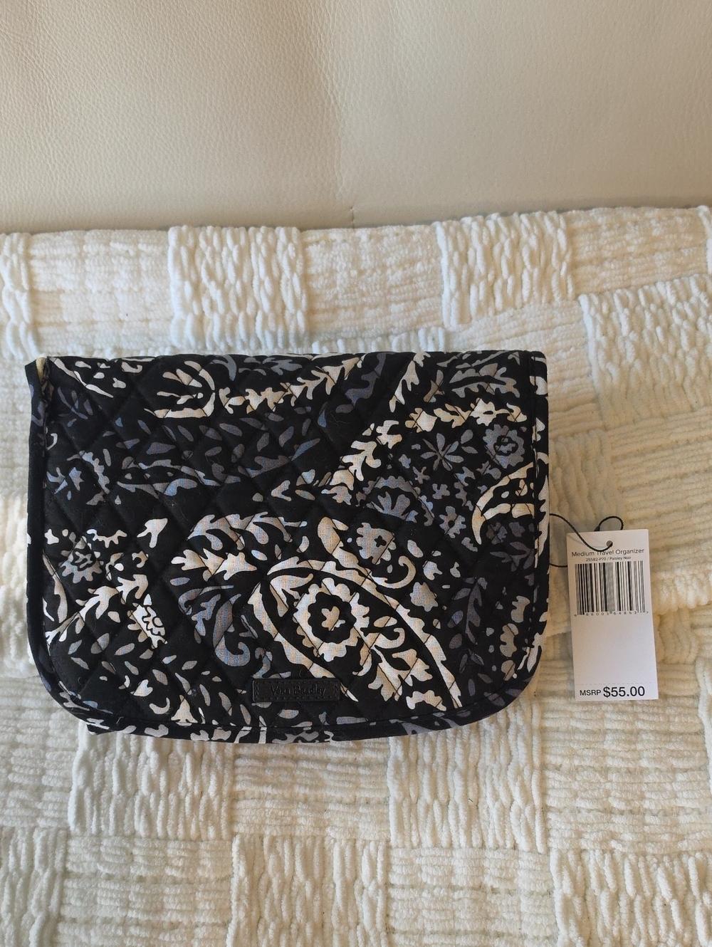 Vera Bradley Black and White Quilted Cosmetic Organizer